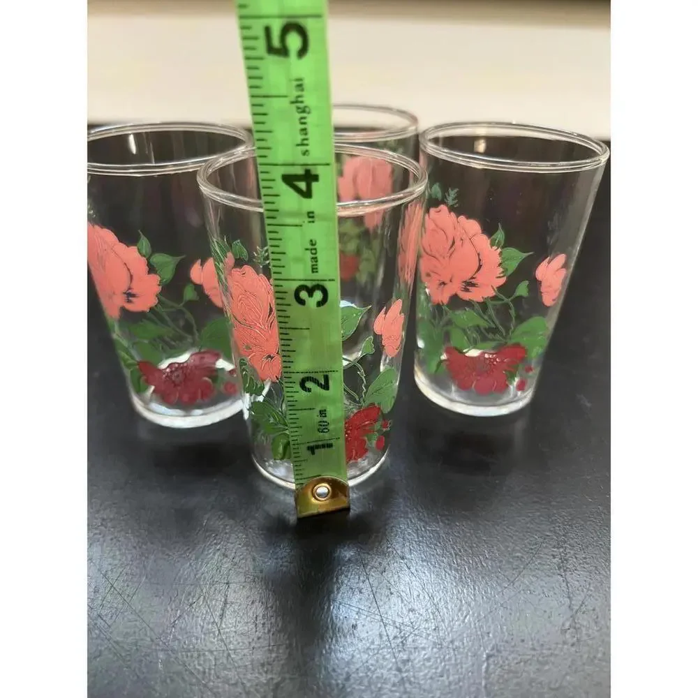 Vintage Federal Glass‎ Juice Glass with Floral
